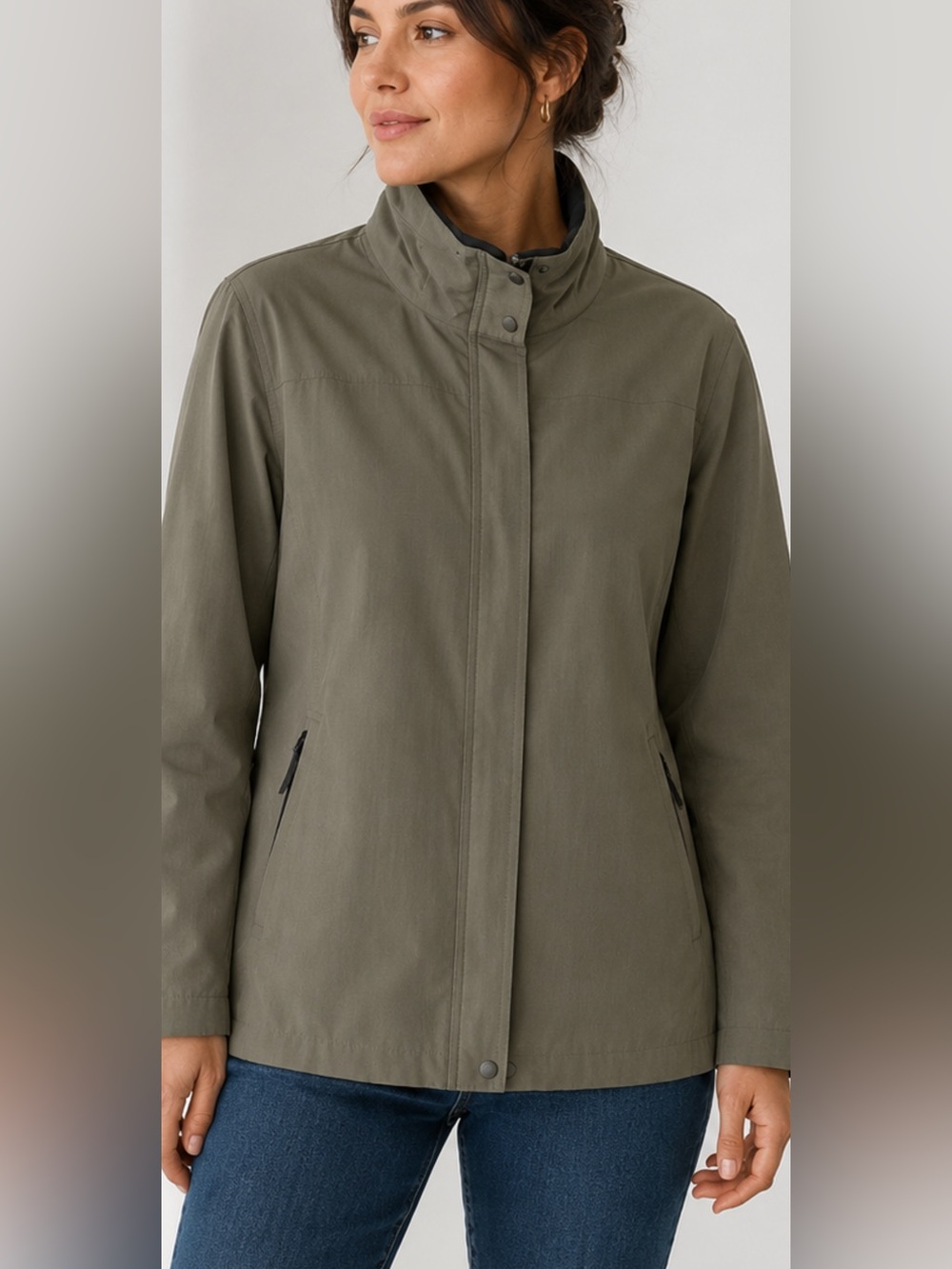 REI Women’s XL Tan Lightweight Windbreaker Jacket Full Zip Outdoor Travel